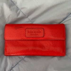 Bright Red Kate Spade Leather Trifold Wallet